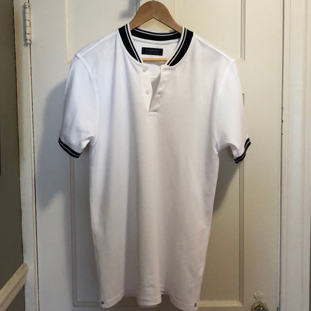 Denim & Flower White Short Sleeve Shirt MEDIUM